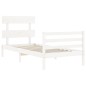 vidaXL Estructura de cama con cabecero madera maciza blanco vidaXL Estructura de cama con cabecero madera maciza blanco