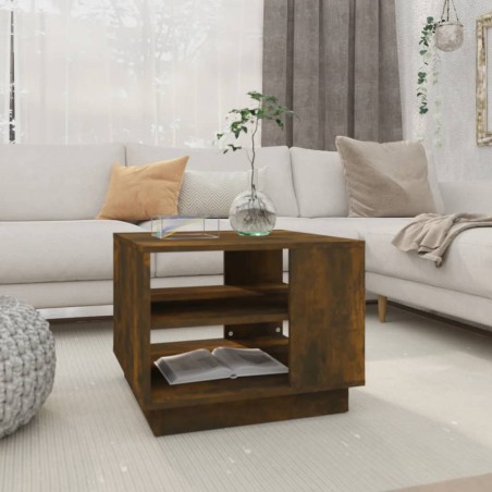 vidaXL Mesa de centro madera de ingeniería roble ahumado 55x55x43 cm