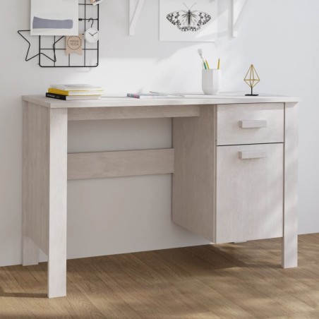 vidaXL Escritorio HAMAR madera maciza de pino blanco 113x50x75 cm