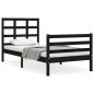vidaXL Estructura de cama con cabecero madera maciza negro 90x200 cm vidaXL Estructura de cama con cabecero madera maciza negro 90x200 cm