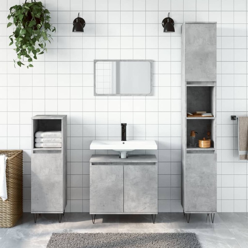 vidaXL Armario de baño madera de ingeniería gris hormigón 58x33x60 cm
