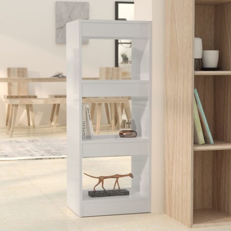 vidaXL Estantería/divisor madera ingeniería blanco brillo 40x30x103 cm