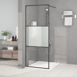 vidaXL Mampara de ducha vidrio ESG semiesmerilado negro 80x195 cm