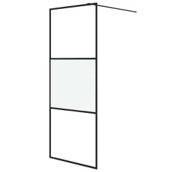 vidaXL Mampara de ducha vidrio ESG semiesmerilado negro 80x195 cm