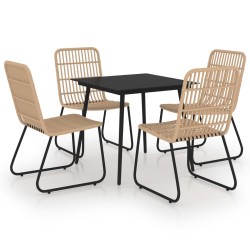 vidaXL Juego de comedor para jardín 5 piezas ratán sintético y vidrio