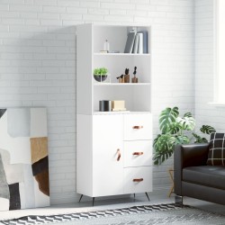 vidaXL Aparador alto madera contrachapada blanco brillo 69,5x34x180 cm