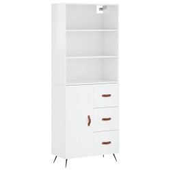vidaXL Aparador alto madera contrachapada blanco brillo 69,5x34x180 cm