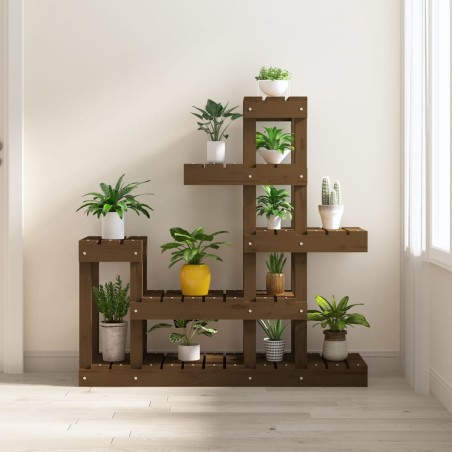 vidaXL Soporte plantas madera maciza pino marrón miel 92x25x97 cm
