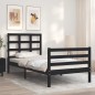 vidaXL Estructura de cama con cabecero madera maciza negro 90x200 cm vidaXL Estructura de cama con cabecero madera maciza negro 90x200 cm