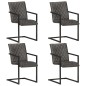 vidaXL Sillas voladizas de comedor 4 unidades cuero auténtico gris vidaXL Sillas voladizas de comedor 4 unidades cuero auténtico gris