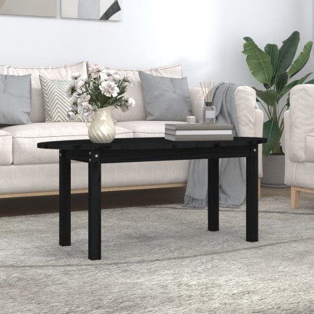 vidaXL Mesa de centro de madera maciza de pino negro 110x55x45 cm