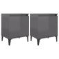 vidaXL Mesitas de noche patas metal 2 uds gris brillante 40x30x50 cm