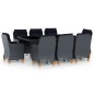 vidaXL Set comedor jardín 9 pzas cojines ratán sintético gris oscuro vidaXL Set comedor jardín 9 pzas cojines ratán sintético gris oscuro