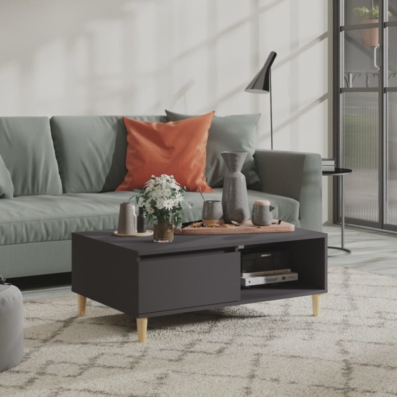 vidaXL Mesa de centro madera contrachapada gris 90x60x35 cm vidaXL Mesa de centro madera contrachapada gris 90x60x35 cm