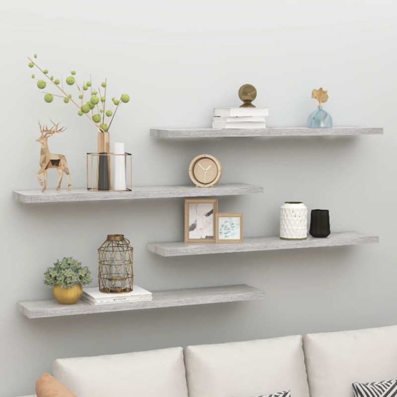 vidaXL Estante flotante pared 4 uds MDF gris hormigón 120x23,5x3,8 cm