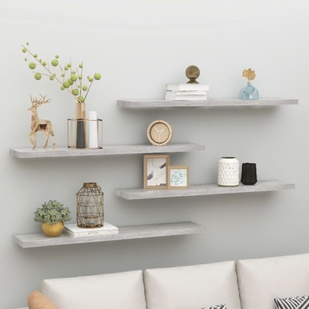 vidaXL Estante flotante pared 4 uds MDF gris hormigón 120x23,5x3,8 cm