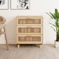 vidaXL Aparador marrón madera pino maciza y ratán natural 60x30x70 cm