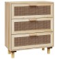 vidaXL Aparador marrón madera pino maciza y ratán natural 60x30x70 cm
