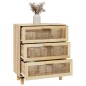 vidaXL Aparador marrón madera pino maciza y ratán natural 60x30x70 cm
