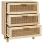 vidaXL Aparador marrón madera pino maciza y ratán natural 60x30x70 cm