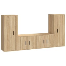 vidaXL Set de muebles para TV 4 pzas madera contrachapada roble Sonoma