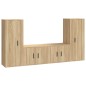 vidaXL Set de muebles para TV 4 pzas madera contrachapada roble Sonoma vidaXL Set de muebles para TV 4 pzas madera contrachapada roble Sonoma