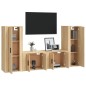 vidaXL Set de muebles para TV 4 pzas madera contrachapada roble Sonoma vidaXL Set de muebles para TV 4 pzas madera contrachapada roble Sonoma