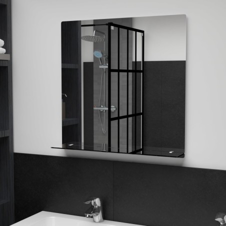 vidaXL Espejo de pared con estante de vidrio templado 60x60 cm