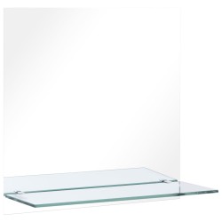 vidaXL Espejo de pared con estante de vidrio templado 60x60 cm