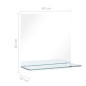 vidaXL Espejo de pared con estante de vidrio templado 60x60 cm vidaXL Espejo de pared con estante de vidrio templado 60x60 cm