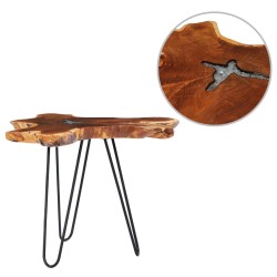 vidaXL Mesa de centro de madera maciza de teca y polirresina 70x45 cm