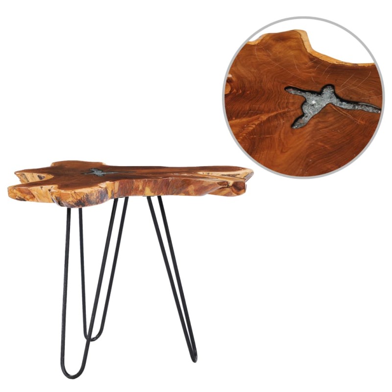 vidaXL Mesa de centro de madera maciza de teca y polirresina 70x45 cm vidaXL Mesa de centro de madera maciza de teca y polirresina 70x45 cm