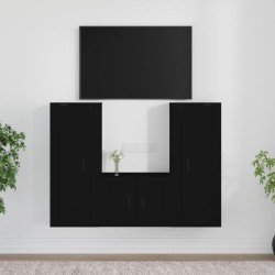 vidaXL Set de muebles para TV 3 piezas madera contrachapada negro