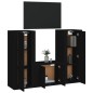 vidaXL Set de muebles para TV 3 piezas madera contrachapada negro