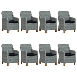vidaXL Set comedor jardín 9 pzas y cojines ratán sintético gris claro