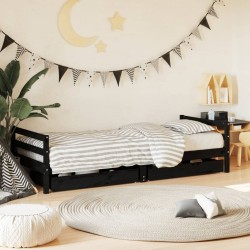 vidaXL Estructura de cama niños con cajones madera pino negro 80x200cm