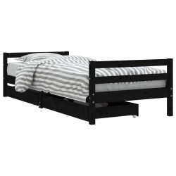 vidaXL Estructura de cama niños con cajones madera pino negro 80x200cm