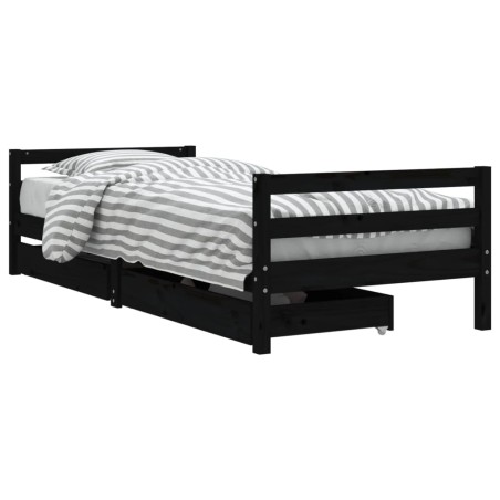 vidaXL Estructura de cama niños con cajones madera pino negro 80x200cm