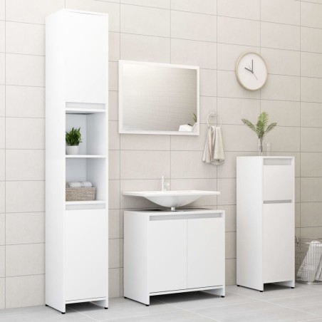 vidaXL Juego de muebles de baño 4 piezas madera ingeniería blanco