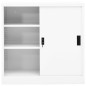 vidaXL Armario de oficina con puerta corredera acero blanco 90x40x90cm vidaXL Armario de oficina con puerta corredera acero blanco 90x40x90cm