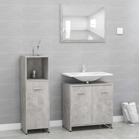 vidaXL Juego muebles de baño 3 piezas madera ingeniería gris hormigón