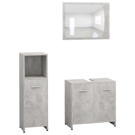 vidaXL Juego muebles de baño 3 piezas madera ingeniería gris hormigón