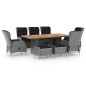 vidaXL Set comedor jardín 9 pzas y cojines ratán sintético gris claro vidaXL Set comedor jardín 9 pzas y cojines ratán sintético gris claro