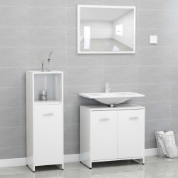 vidaXL Juego muebles de baño 3 piezas madera ingeniería blanco brillo
