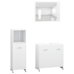 vidaXL Juego muebles de baño 3 piezas madera ingeniería blanco brillo