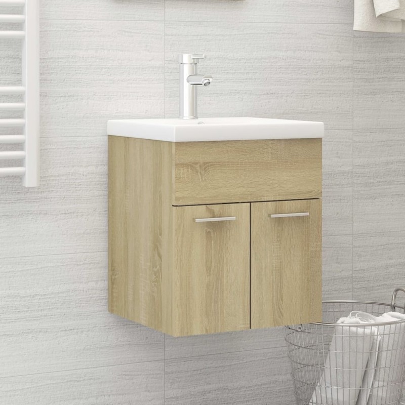 vidaXL Mueble con lavabo madera de ingeniería roble Sonoma vidaXL Mueble con lavabo madera de ingeniería roble Sonoma