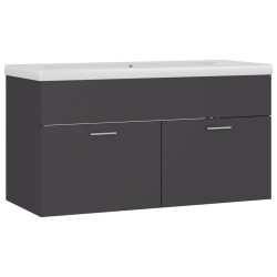 vidaXL Mueble con lavabo madera de ingeniería gris
