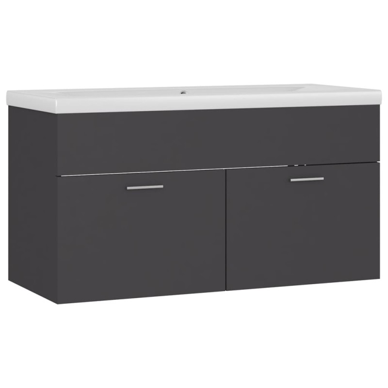 vidaXL Mueble con lavabo madera de ingeniería gris vidaXL Mueble con lavabo madera de ingeniería gris