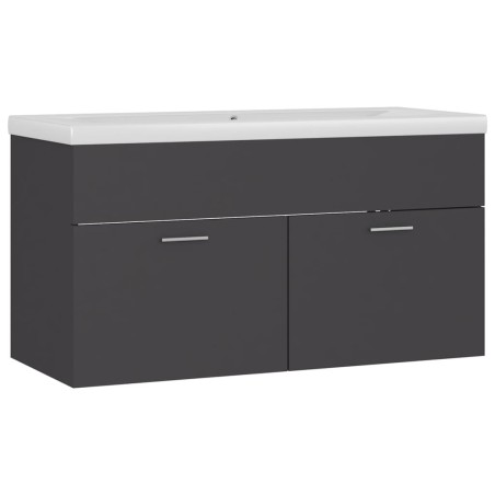 vidaXL Mueble con lavabo madera de ingeniería gris