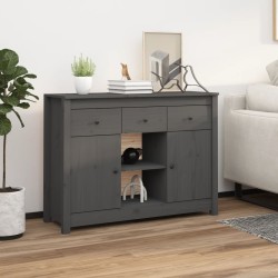 vidaXL Aparador de madera maciza de pino gris 100x35x74,5 cm
